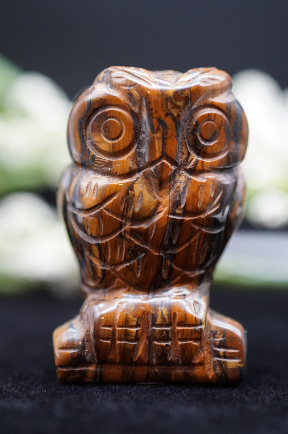 Owl Tigers Eye Crystal Carving