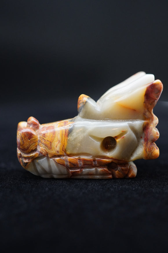 Dragon Head Crazy Lace Agate Crystal Carving