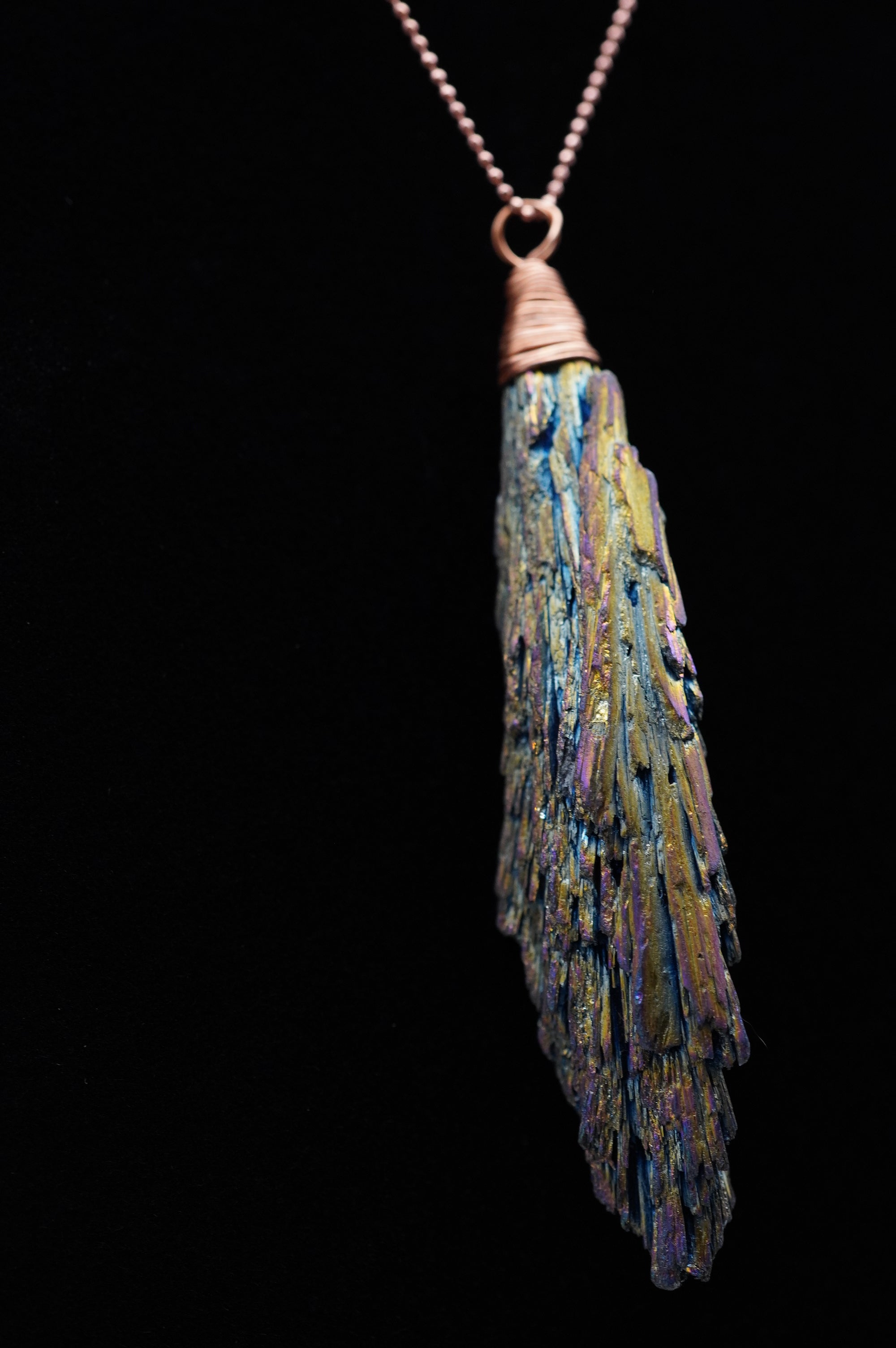 Natural authentic Rainbow Titanium kyanite pendant