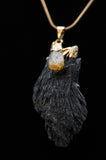 Black Kyanite with Citrine Crystal Necklace