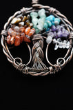 Tree of Life Wire Wrapped Chakra Stones Crystal Pendant Necklace