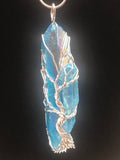 Blue and Clear Aura Quartz Crystal Necklace