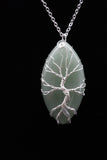 Oval Tree of Life Wire Wrapped Crystal Gemstone Pendant Necklace (Various Options)