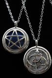 Om Tree of Life Flower of Life Fairy Pentagram Symbol Crystal Gemstone Lockets