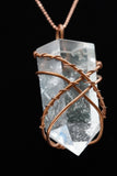 Clear Quartz Crystal Single Terminated Copper Wire Wrap Pendant Necklace