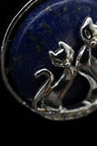 Duo Cats in Moon Amethyst Lava Rock Lapis Lazuli Green Aventurine Crystal Pendant Necklace