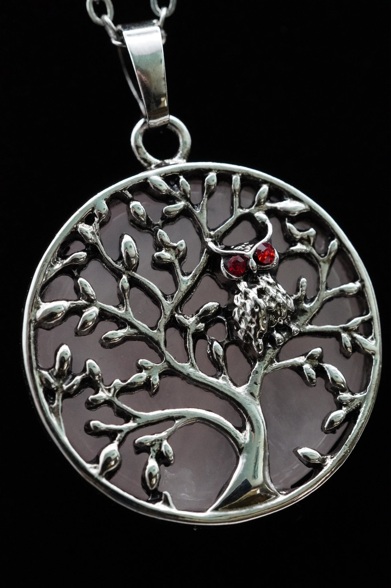 Tree of life pendant, quartz pendant, solid silver pendant, factory chakra crystal pendant, reverse intaglio pendant, engraved gem, gold enamel